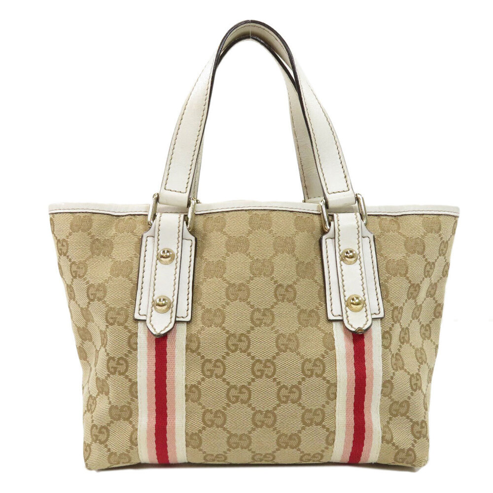 Gucci bag white beige leather GG tote monogram Jolicoeur